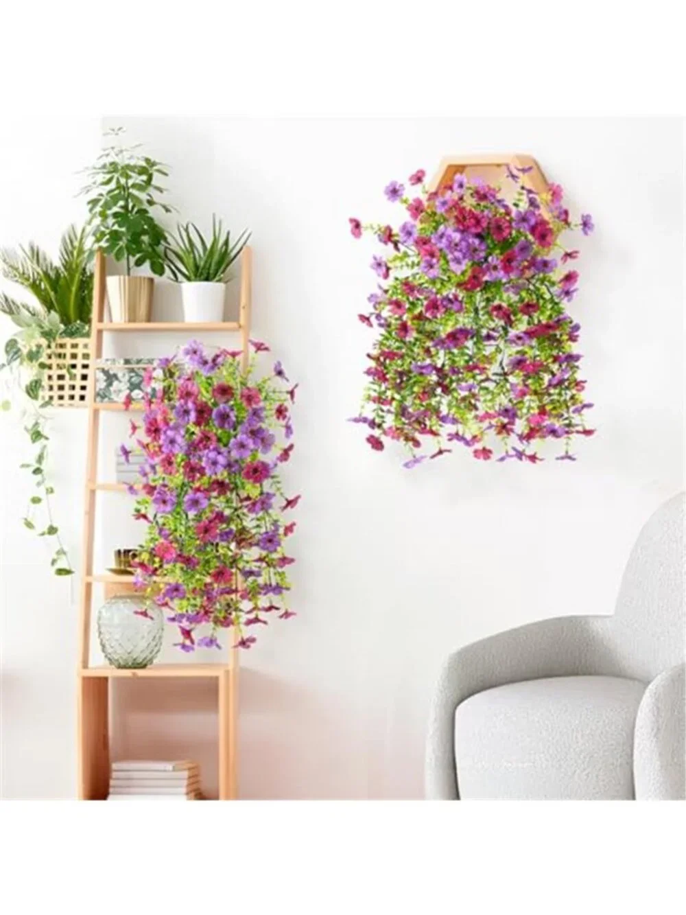 2Pcs Artificial Fake Flowers Outdoor Hanging UV Resistant Faux Daisy Patio Decor